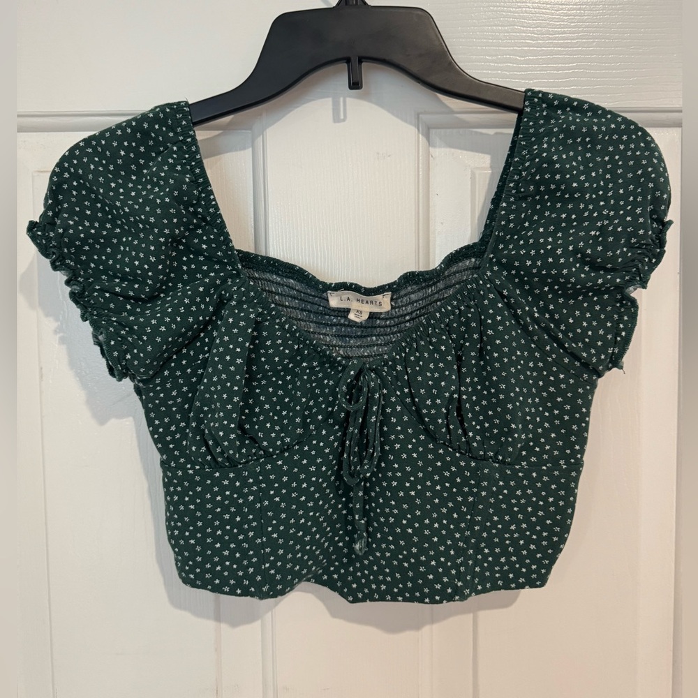 La Hearts Dark Green Floral Corset Too